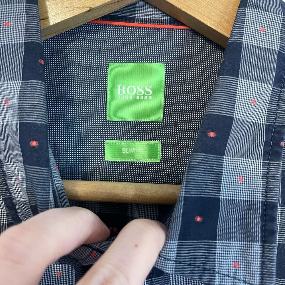 Hugo Boss Plaid Button Down Slim Fit Shirt Size Large - Picture 4 of 10